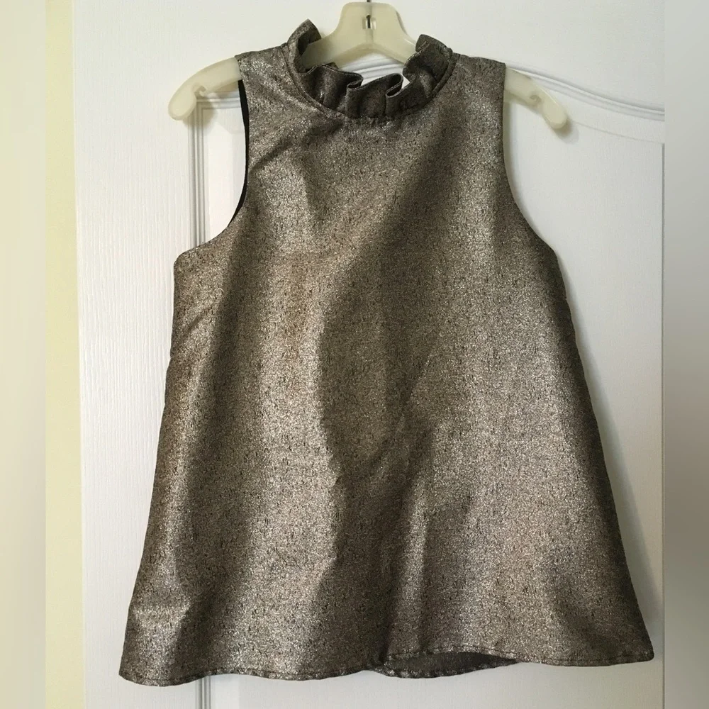 Tuckernuck Pomander Place Gold metallic Mason blouse L - Picture 5 of 15